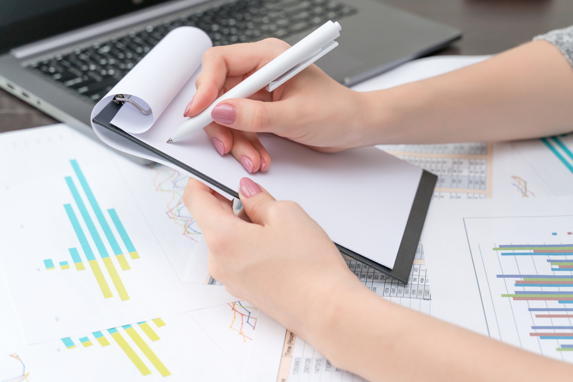 grafiek, schrijven, klembord