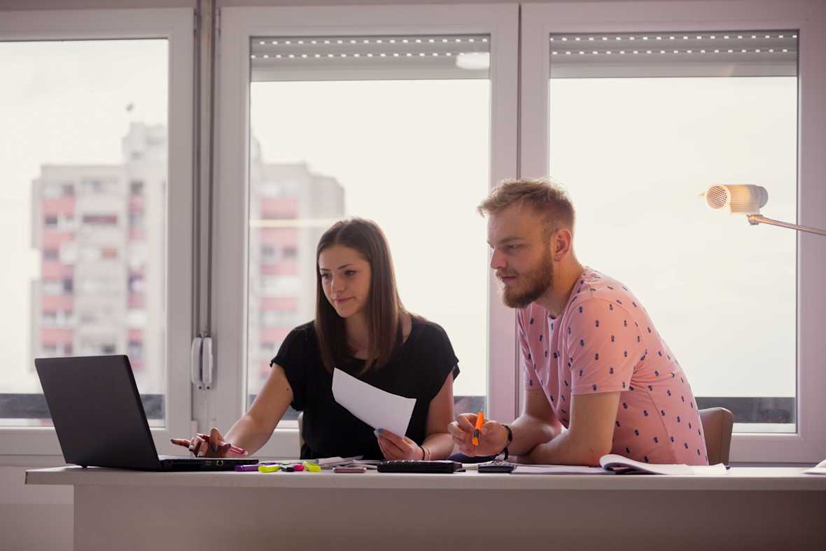 young adults working at office